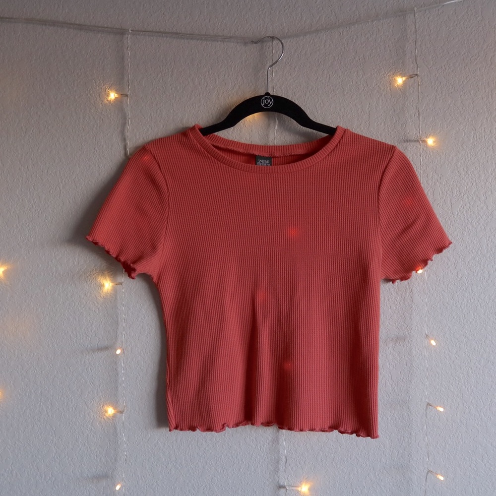 Pink Scalloped Crop Top